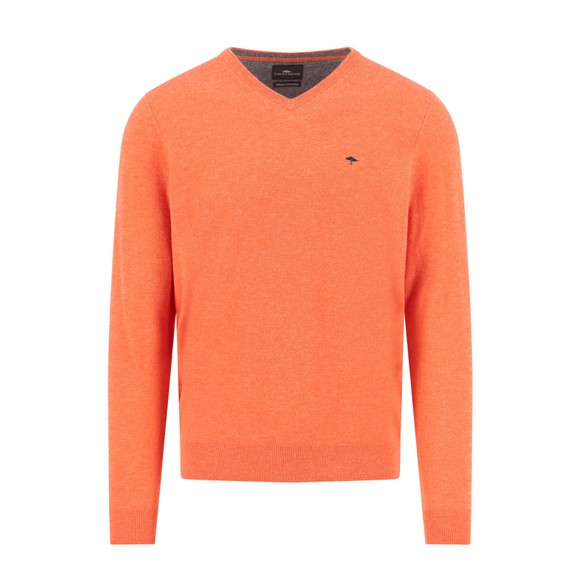 Fynch Hatton Mens Red V Neck Merino Cashmere Jumper