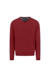 Fynch Hatton Mens Red V Neck Merino Cashmere Jumper