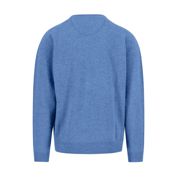 Fynch Hatton Mens Blue V Neck Merino Cashmere Jumper