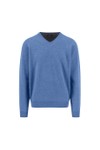 Fynch Hatton Mens Blue V Neck Merino Cashmere Jumper