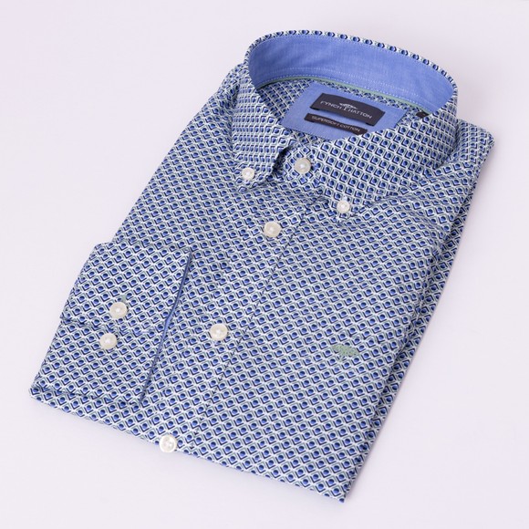Fynch Hatton Mens Green Combi Print Shirt