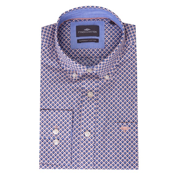 Fynch Hatton Mens Pink Combi Print Shirt