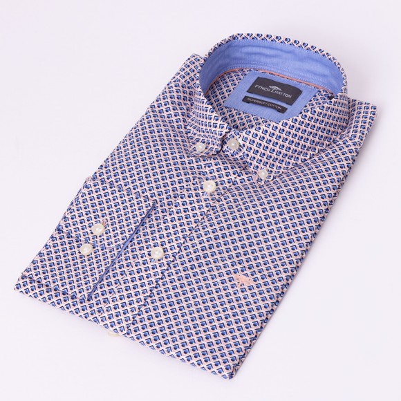 Fynch Hatton Mens Pink Combi Print Shirt