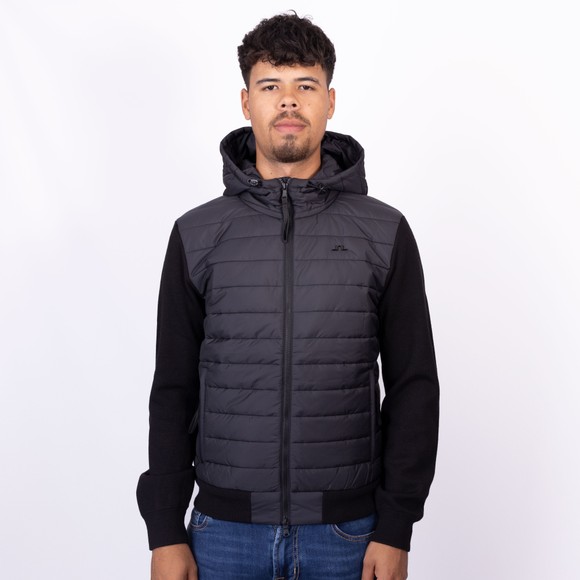 J.Lindeberg Mens Black Thorn Hood Knit Hybrid Jacket main image
