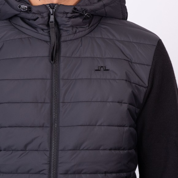 J.Lindeberg Mens Black Thorn Hood Knit Hybrid Jacket main image