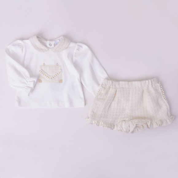 Deolinda Girls White Top & Short Set main image