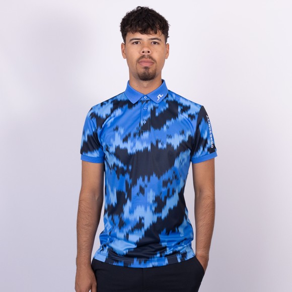 J.Lindeberg Mens Blue Tour Tech Print Polo Shirt main image