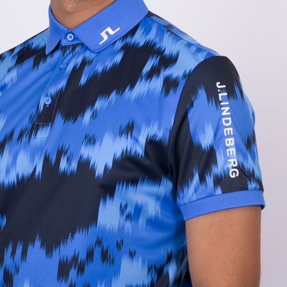 J.Lindeberg Mens Blue Tour Tech Print Polo Shirt main image