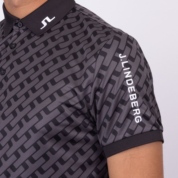 J.Lindeberg Mens Black Tour Tech Print Polo Shirt main image