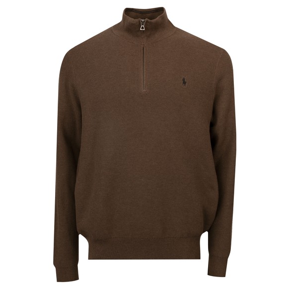 Polo Ralph Lauren Mens Brown Waffle Half Zip Sweatshirt main image