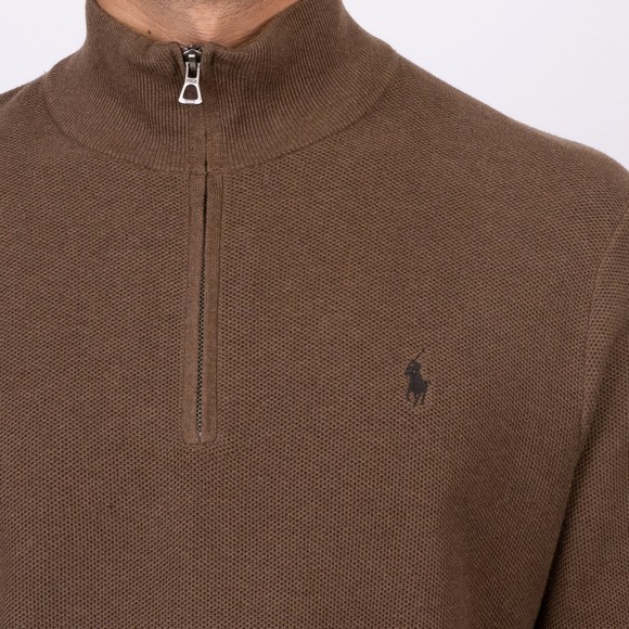 Polo Ralph Lauren Mens Brown Waffle Half Zip Sweatshirt main image