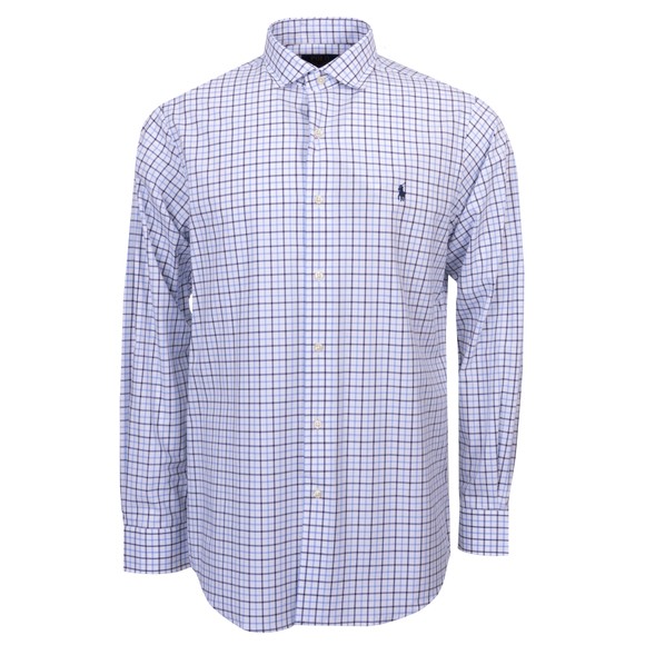 Polo Ralph Lauren Mens White Custom Fit Plaid Stretch Poplin Shirt main image