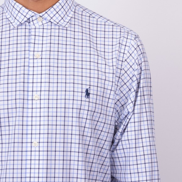 Polo Ralph Lauren Mens White Custom Fit Plaid Stretch Poplin Shirt main image