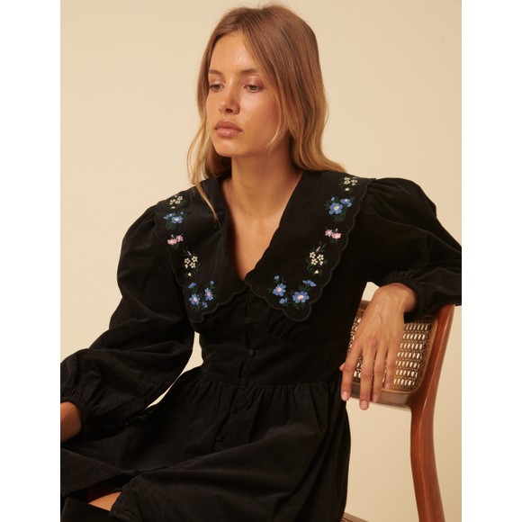 Nobody's Child Womens Black Bridie Mini Dress Embroidery main image
