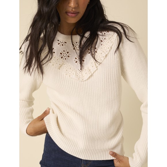 Nobody's Child Womens White Broderie Yoke MTJ Jumper main image