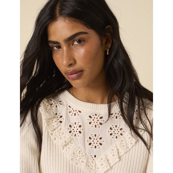 Nobody's Child Womens White Broderie Yoke MTJ Jumper main image