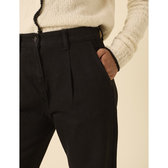 Nobody's Child Womens Black Pleat Front Straight Leg Jean main image