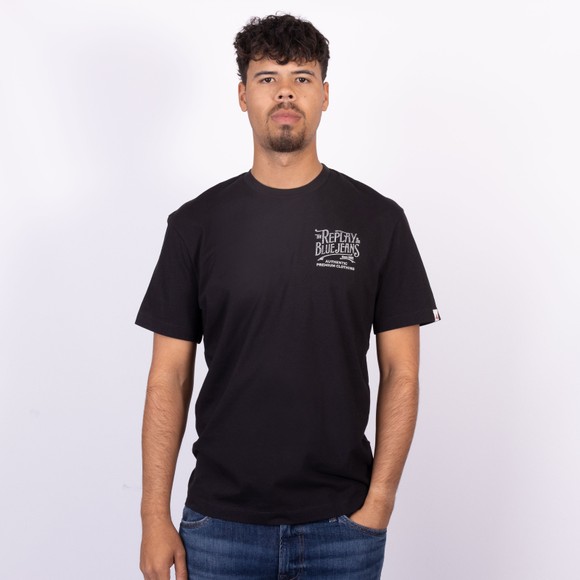 Replay Mens Black Distressed Lettering T-Shirt main image