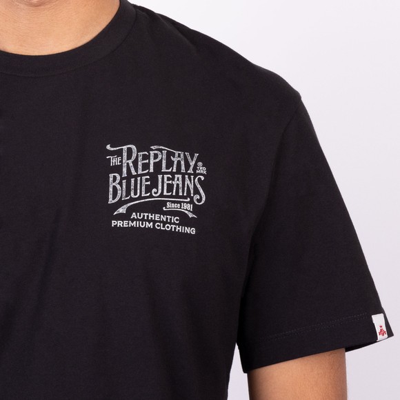 Replay Mens Black Distressed Lettering T-Shirt main image