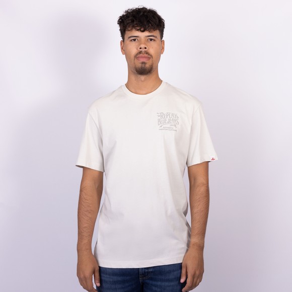 Replay Mens Beige Distressed Lettering T-Shirt main image