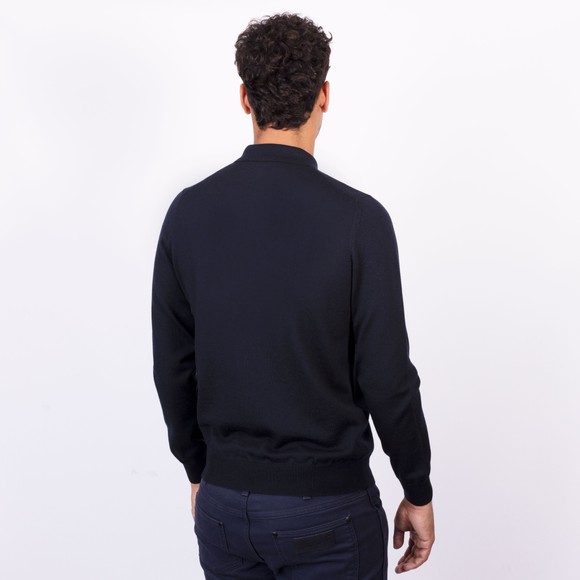 Gran Sasso Mens Blue Merino Knitted Long Sleeve Polo Shirt main image