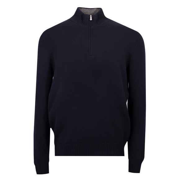 Gran Sasso Mens Blue Wool Half Zip Jumper main image