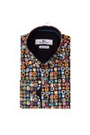 Claudio Lugli Mens Black Mosaic Print Shirt