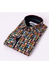 Claudio Lugli Mens Black Mosaic Print Shirt