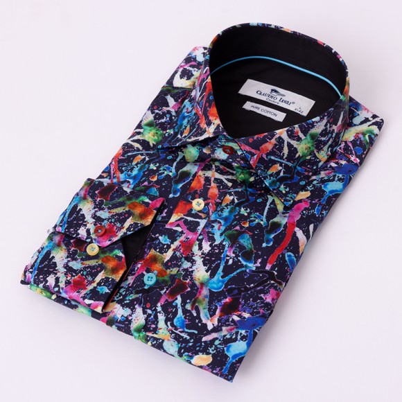 Claudio Lugli Mens Blue Paint Splash Shirt