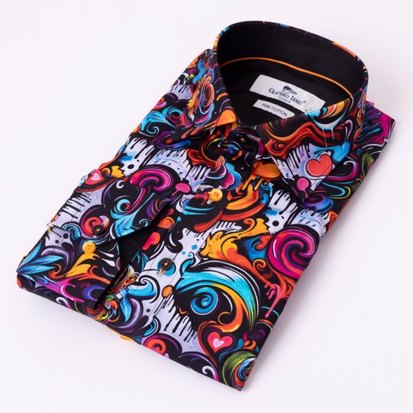 Claudio Lugli Mens Black Graffiti Shirt
