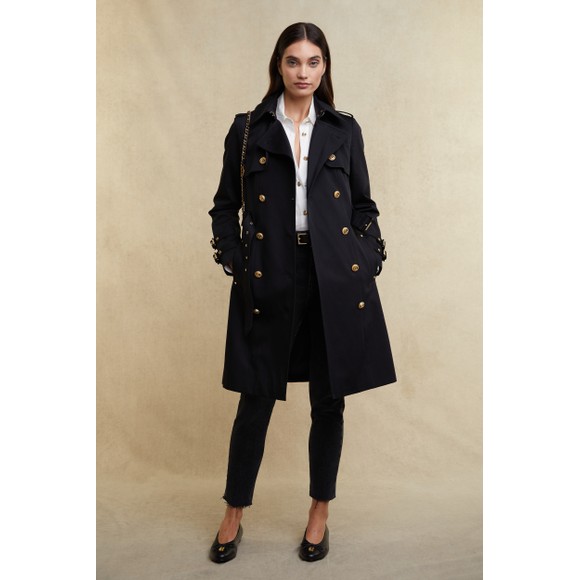 Holland Cooper Womens Black Gatcombe Trench Coat main image