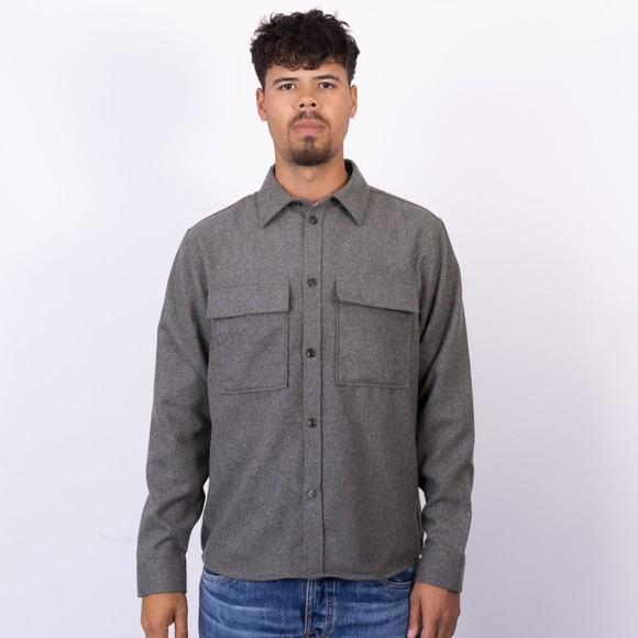 J.Lindeberg Mens Grey Flat Wool Overshirt main image