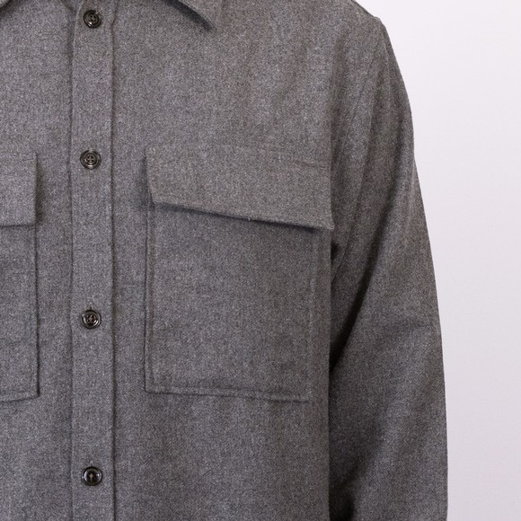J.Lindeberg Mens Grey Flat Wool Overshirt main image