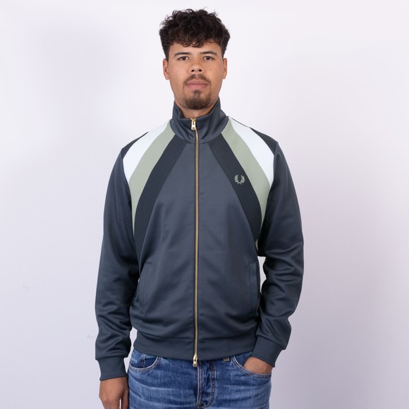 Fred Perry Mens Blue Striped Panel Track Jacket main image