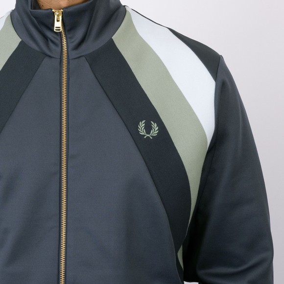 Fred Perry Mens Blue Striped Panel Track Jacket main image