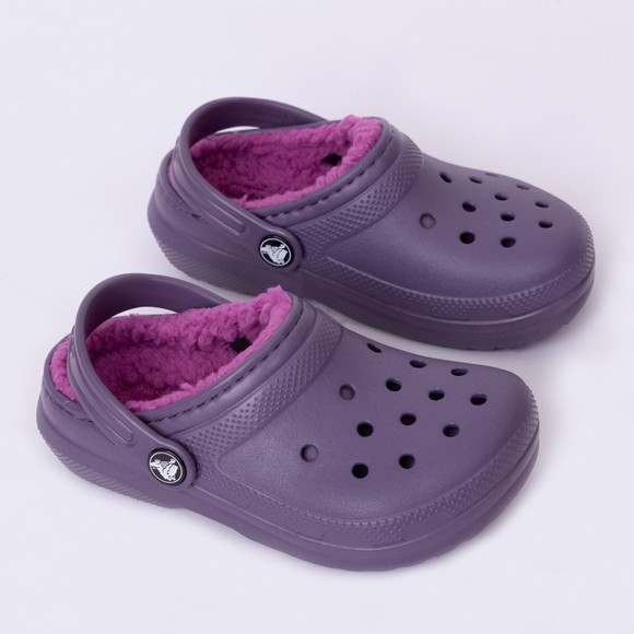Crocs Girls Grey Classic Lined Kids Clog main image