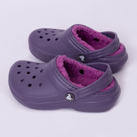 Crocs Girls Grey Classic Lined Kids Clog main image