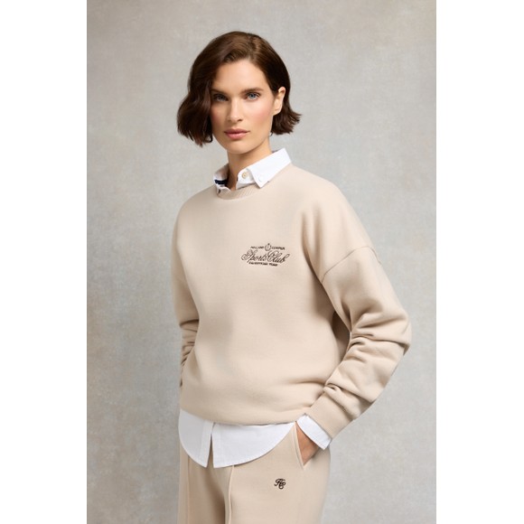 Holland Cooper Womens Beige Relaxed Fit Crew Neck Sweat main image