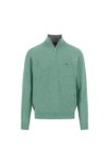 Fynch Hatton Mens Green Troyer 1/4 Zip Merino Cashmere Jumper