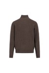 Fynch Hatton Mens Brown Troyer 1/4 Zip Merino Cashmere Jumper