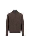 Fynch Hatton Mens Brown Troyer 1/4 Zip Merino Cashmere Jumper