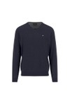Fynch Hatton Mens Blue V Neck Merino Cashmere Jumper