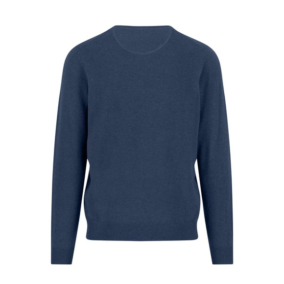 Fynch Hatton Mens Blue V Neck Merino Cashmere Jumper main image