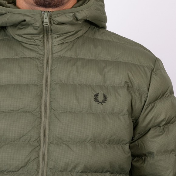 Fred Perry Mens Green Hooded Insulated Jacket main image