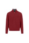 Fynch Hatton Mens Red Troyer 1/4 Zip Merino Cashmere Jumper