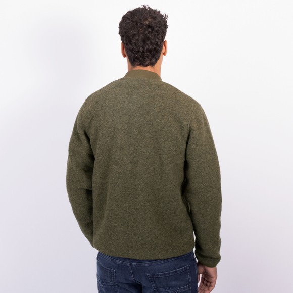 Hartford Mens Green Knitted Bomber Jacket main image