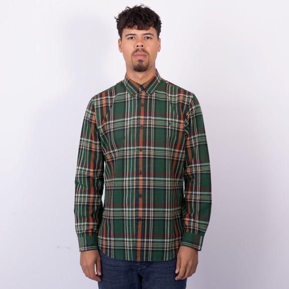 Polo Ralph Lauren Mens Green Custom Fit Plaid Twill Shirt main image