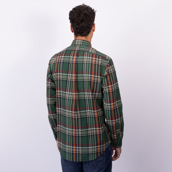 Polo Ralph Lauren Mens Green Custom Fit Plaid Twill Shirt main image