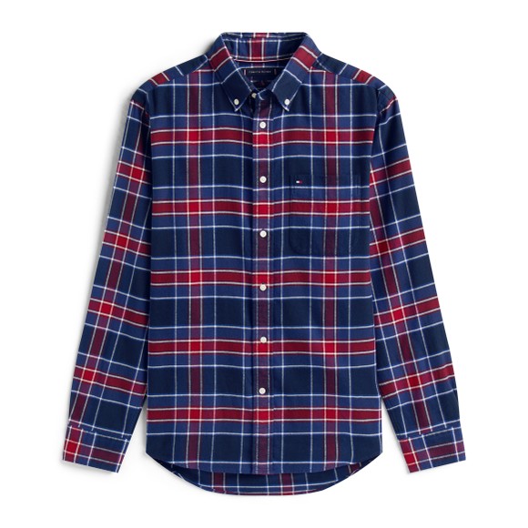 Tommy Hilfiger Mens Blue Hero Flannel Tartan Check Shirt