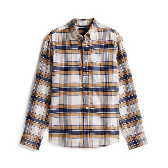 Tommy Hilfiger Mens Beige Hero Flannel Tartan Check Shirt